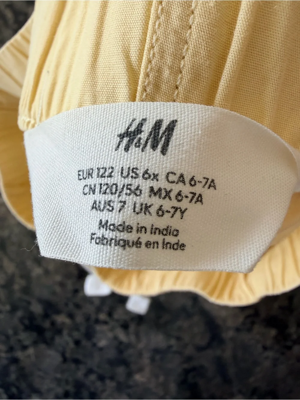 3/$15 H&M Kids Yellow Cotton Pull On Shorts Size 6X Summer Lightweight